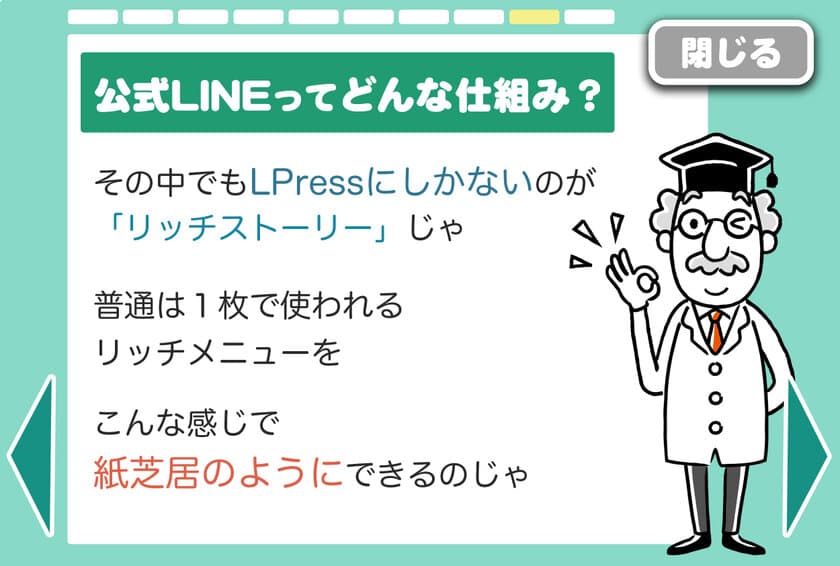 小規模店舗や個人事業向けの新サービス　
WordPressで公式LINEが運用できる
「LPress」が5月15日より提供開始　
～リッチメニューを紙芝居にするリッチストーリー～