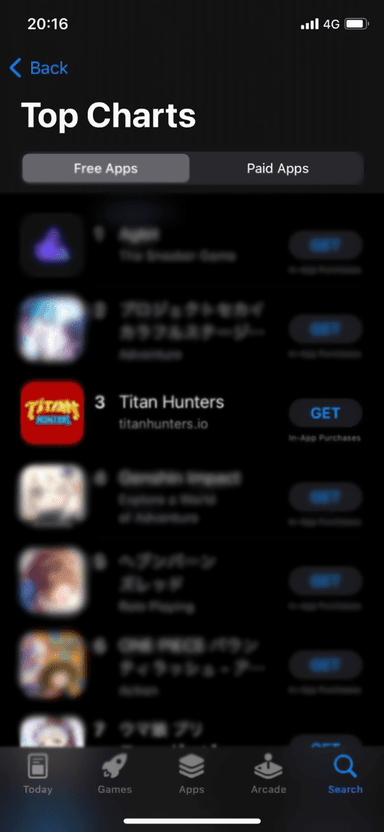 Titan HuntersのNFTゲームは日本のApp Storeで3位を達成