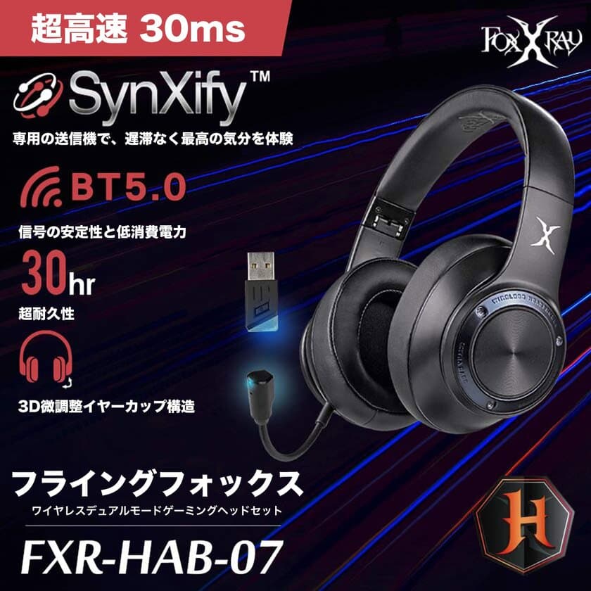 ワイヤレスゲーミングヘッドセット『FOXXRAY』が“Makuake”
にて5月19日販売開始！eスポーツ分野で10年以上培われた技術