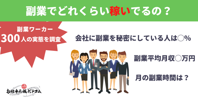 副業ワーカー300人にアンケート！
平均副業月収・会社からの副業許可状況などに関する調査結果を公開