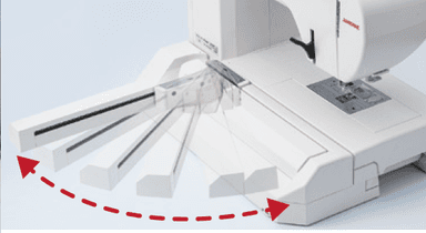 ミシン背面取り付けのスイング式刺しゅうユニット