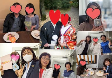 7名の成婚者達の成婚写真