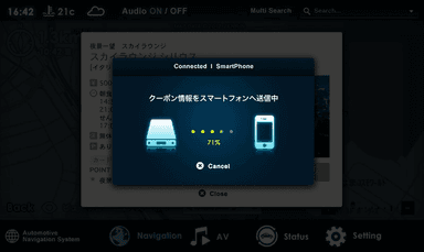 カーナビからスマートフォンにデータ送信