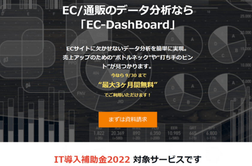 ECサイト可視化・分析ダッシュボード『EC-DashBoard』　
“IT導入補助金2022”の対象サービスに