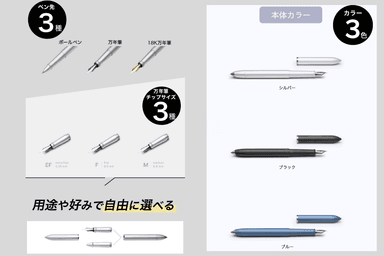 選べるペン先とカラー