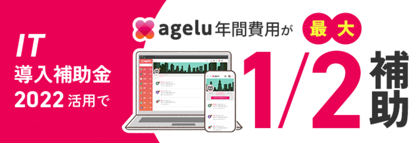 ウェルビーイングサービス「Agelu(アゲル)」が半額で利用可能　
IT導入補助金2022の利用で年間最大50％オフ