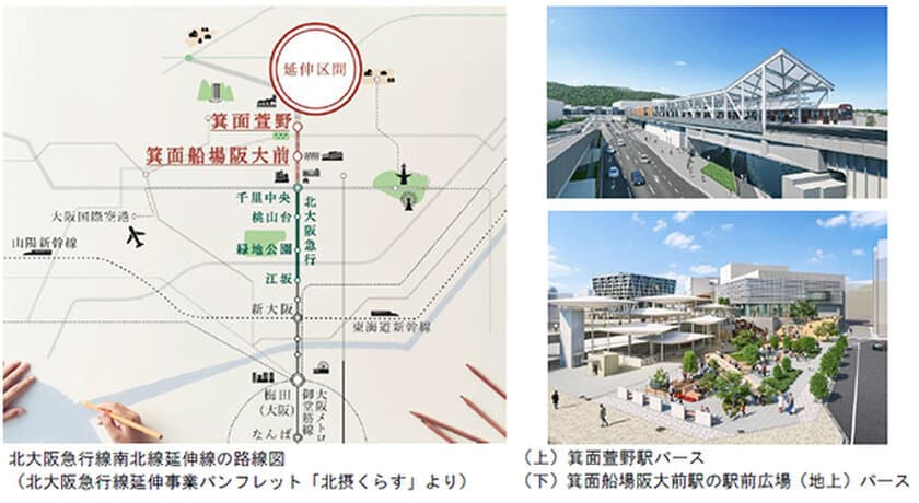 北大阪急行電鉄南北線延伸線
（千里中央駅～箕面萱野駅）を
『2023年度末（令和5年度末）に開業』します