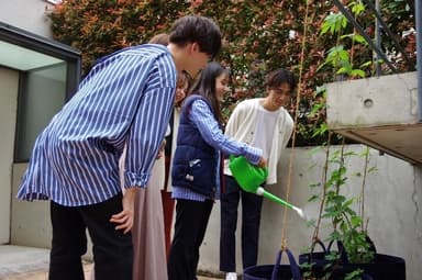 明治学院大学生による水やりの様子