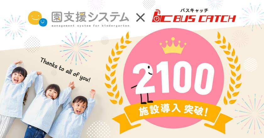 幼稚園・保育園向け「園支援システム＋バスキャッチ」が
導入2,100施設を突破！