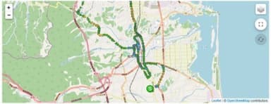 コンソール画面拡大図：地図画面上にレンタカーの走行履歴を表示