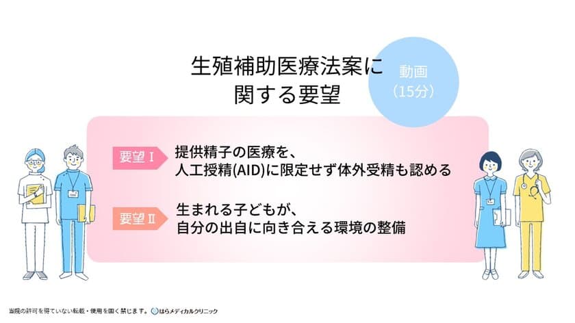 国会議員21名に対し、生殖補助医療法案に関する要望書を
はらメディカルが提出