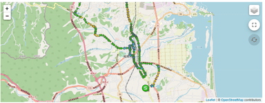 地図画面上にレンタカーの走行履歴を表示