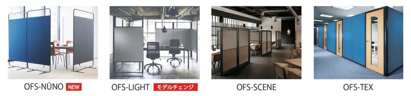 ニチベイのOFSシリーズに
クロスを採用した自立型つい立て「OFS-NUNO」が新登場
　「OFS-LIGHT」はモデルチェンジし10月26日より発売