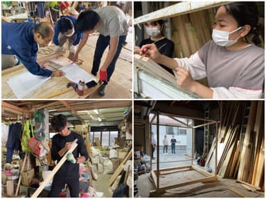 当校学生による茶室制作風景