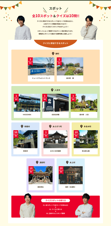 クイズに参加できるスポット