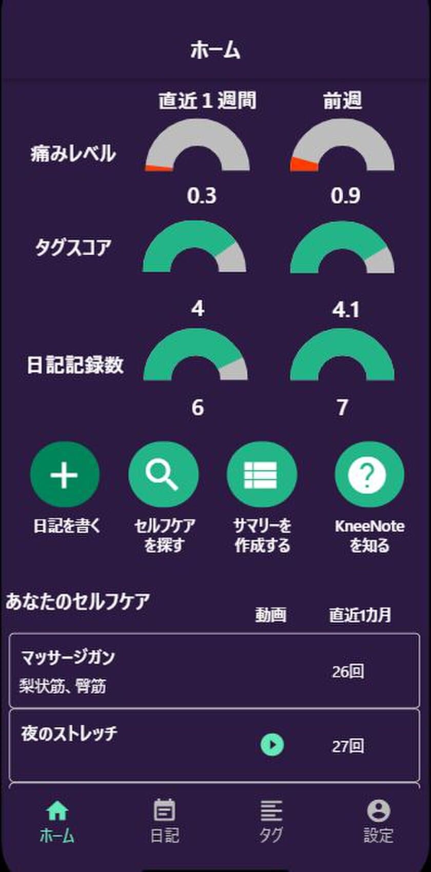 日本初のひざ痛とセルフケアの見える化アプリ
「KneeNote」パワーアップ版が12月4日にリリース