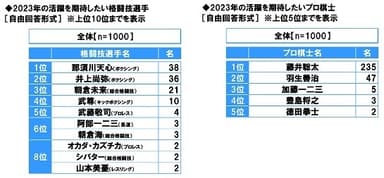 2023年の活躍を期待したい格闘技選手/プロ棋士