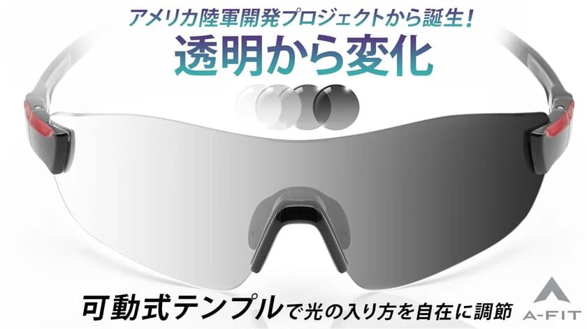 NXT調光レンズで素早く変化、
かけ心地と光の入り方が調節可能なスポーツサングラス
　Makuakeで12月24日発売