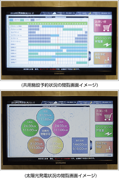 共用部施設予約状況・太陽光発電状況閲覧画面イメージ