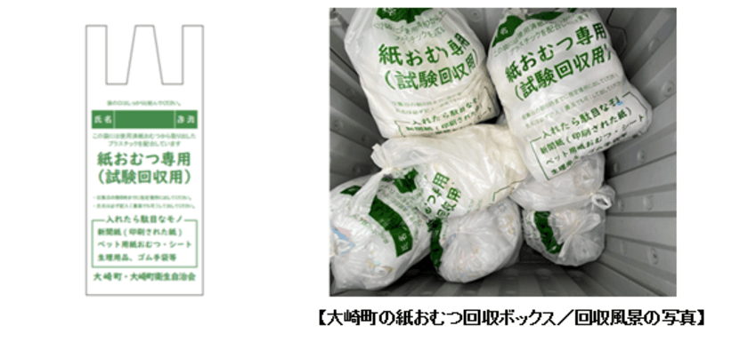 使用済み紙おむつ由来の再生プラスチックを配合した
「紙おむつ専用回収袋」を大崎町が活用開始