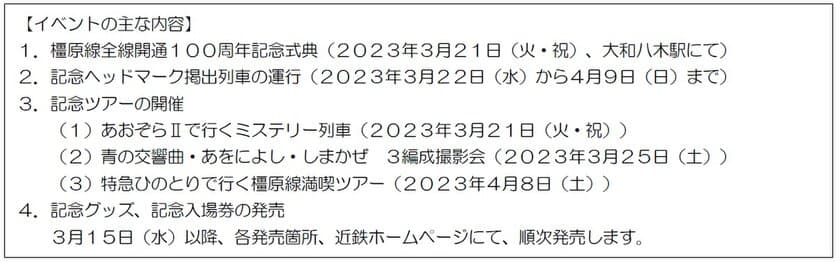 橿原線全線開通100周年記念イベントを実施します！