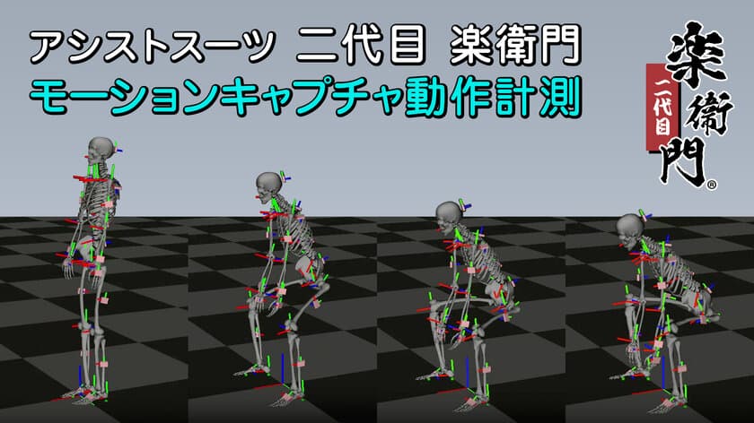 腰の負担を軽減するアシストスーツ「楽衛門」に二代目登場！
モーションキャプチャでのアシスト有無の動作計測結果を発表