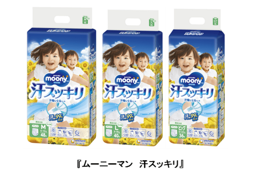 汗が気になる季節に向けて、
『ムーニーマン 汗スッキリ』期間限定品として発売