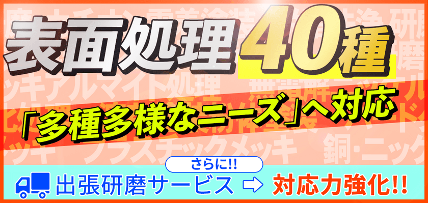 三和鍍金の対応可能表面処理が2023年1月に40種を突破　
出張研磨サービスも1月23日に本格稼働スタート