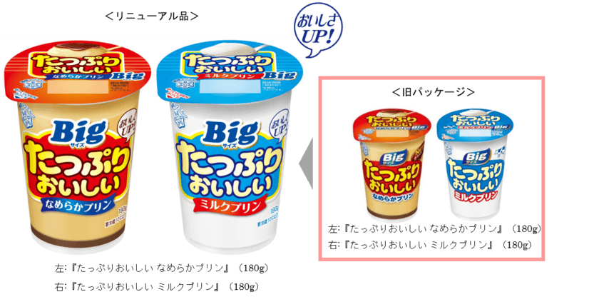 プリンをたっぷり楽しみたい方に！
『たっぷりおいしい なめらかプリン』（180g）
『たっぷりおいしい ミルクプリン』（180g）