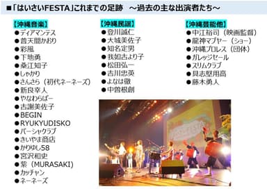 「はいさいFESTA」これまでの足跡～過去の主な出演者たち～