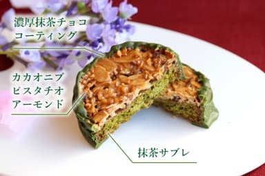 抹茶チョコ＆サブレ生地とナッツの風味