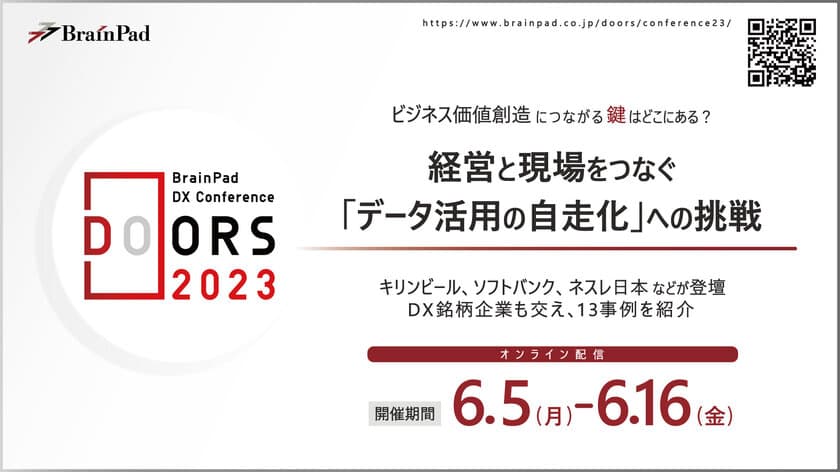 経営と現場が一体となれる、具体的なDX戦略の実現に向けて。国内最大級の視聴規模となるDXプレミアムイベント「DOORS BrainPad DX Conference 2023」6月5日より開催