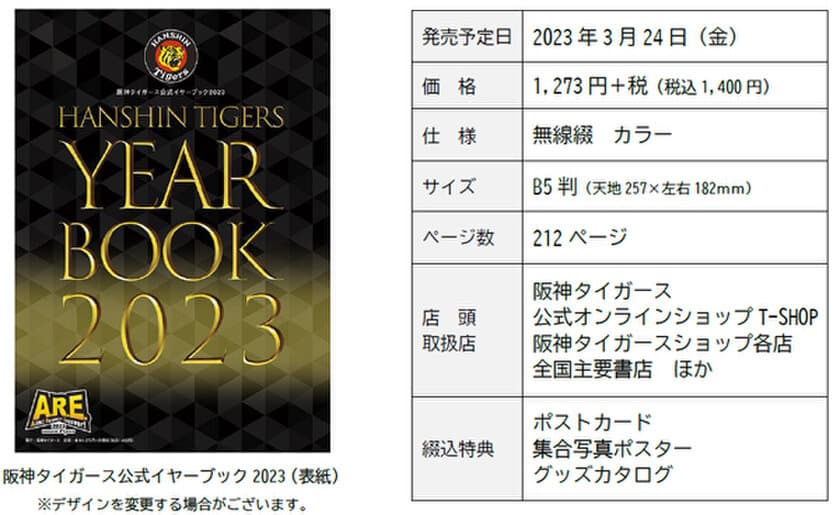 ― HANSHIN TIGERS YEARBOOK 2023 ―
「阪神タイガース 公式イヤーブック2023」
3月10日（金）から通信販売予約の受付開始！！