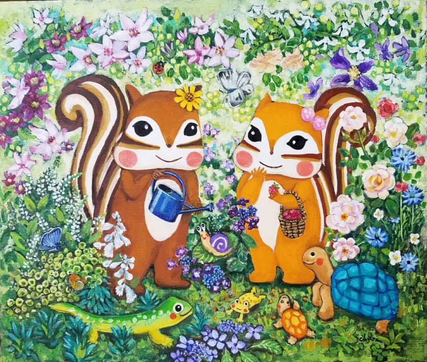 “りすを描く作家”で知られる藤岡ちさ氏の新作絵画展
「りすギャラリー＜春の庭＞」が3月21日まで伊勢丹新宿店で開催