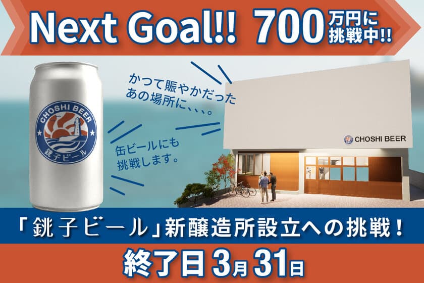 千葉県銚子市発のクラフトビールメーカー「銚子ビール」が
新醸造所開設に向けて3月31日まで
クラウドファンディングを実施中、
開始13日で500万円を達成！NextGoal700万を目指します！