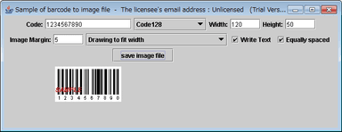 4．バーコードの画像保存サンプルプログラム画面
