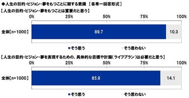 人生の目的・ビジョン・夢をもつことに関する意識