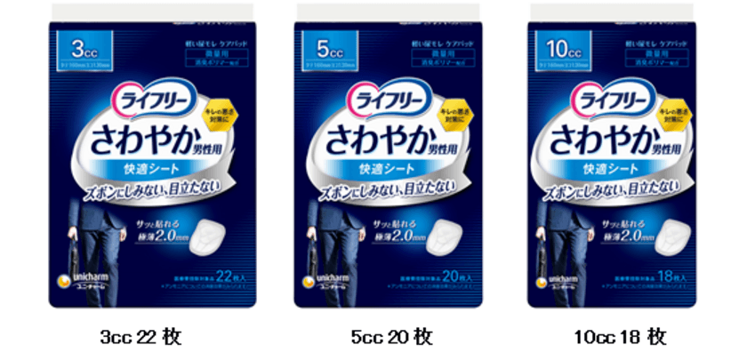 ズボンにしみない、目立たない極薄タイプ
『ライフリー さわやか男性用快適シート』新発売