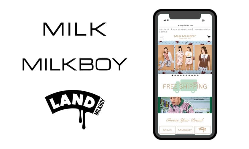 「MILK」「MILKBOY」「LAND by MILKBOY」の
OFFICIAL ONLINE SHOPがリニューアルオープン！
4月21日～23日は10％オフになるクーポンコードを発行