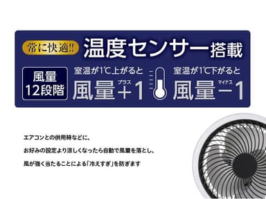 心地よい状態を風量で自動調整するDCサーキュレーター