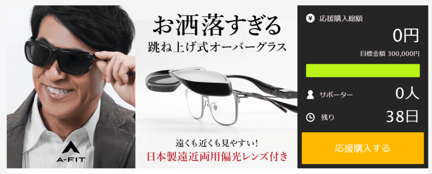 メガネの上からサングラス！
「A-FIT 跳ね上げ式オーバーグラス」に
遠近両用偏光タイプが登場！
Makuakeで4月23日 先行予約販売開始