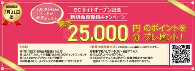 新規会員登録時に「最大25&#44;000円分のポイント」をプレゼント