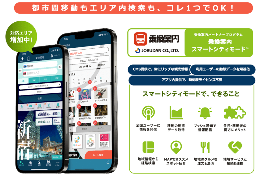 地域の観光DX・MaaSを支援する、
「乗換案内・スマートシティモード」を全国の市区町村に導入拡大！
～5月30日より、自治体・DMOからの先行受付を開始～