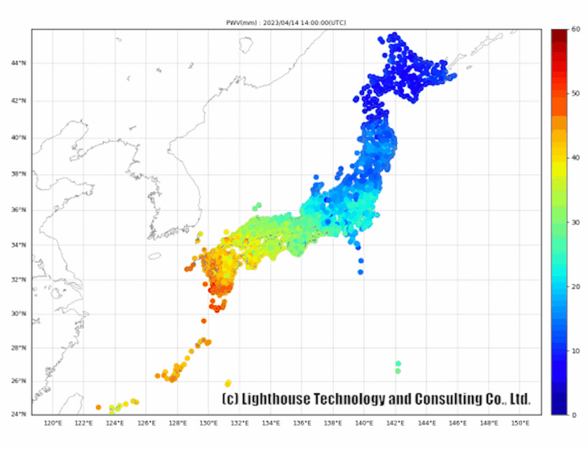 ライトハウス、「可降水量データ配信サービス」の提供を開始　
降水量の予報精度向上に不可欠な高精度かつ多点データを配信