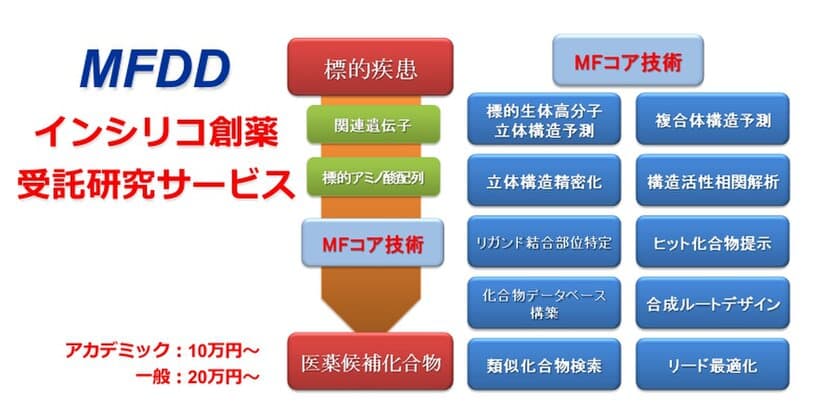 MFDDインシリコ創薬受託研究サービス
「基本料金半年間無料キャンペーン」を実施　
～分子機能研究所創立20周年記念～