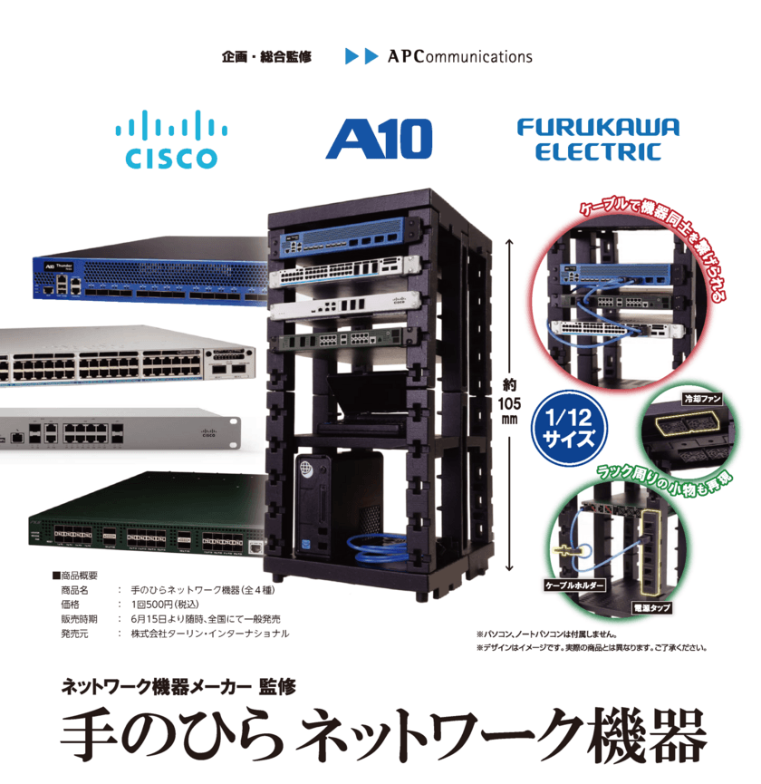 APC・A10・シスコ・古河電工、
ITインフラ業界の認知向上を目的に
『カプセルトイ 手のひらネットワーク機器』を企画・監修