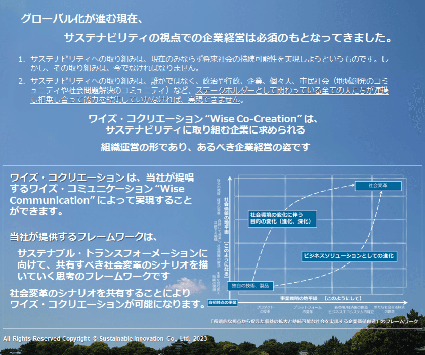 ワイズ・コクリエーション(共創)が実現する
サステナビリティの視点からの提案を7月1日より提供