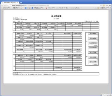 給与明細書画面(パソコン)