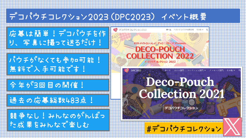 オストメイトが“おなかに着けている袋”をみんなでデコろう！
「デコパウチコレクション2023(DPC2023)」開催　
作品応募期間：2023年10月1日(日)～10月31日(火)