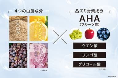 美容成分と4種類のAHA配合